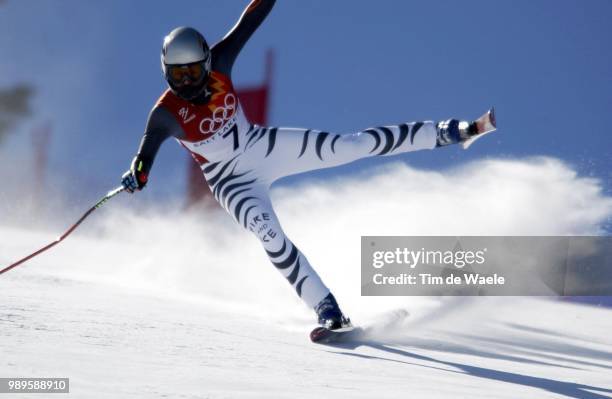 Winter Olympic Games : Salt Lake City, 02/12/02, Huntsville, Utah, United States --- Petra Haltmayr Of Germany Momentarily Loses Control During The...