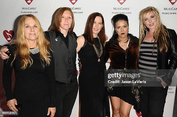 Musicians Charlotte Caffey, Patty Schemel, Kathy Valentine, Annabella Lwin and Leah Randi attend the 6th annual MusiCares MAP Fund benefit concert at...