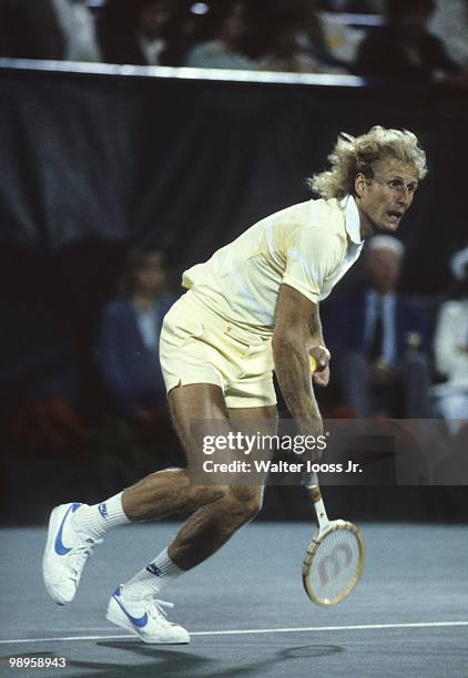 Vitas Gerulaitis in action vs USA Roscoe Tanner during Men's Semifinals at National Tennis Center. Flushing, NY 9/8/1979 CREDIT: Walter Iooss Jr.