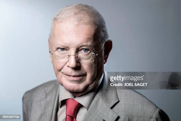 Member of the French Constitutional Council Michel Charasse poses during a photo session in Paris on June 21, 2018.
