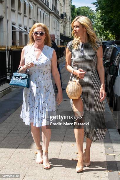 Kathy Hilton and daughter Nicky Rotschild Hilton are seen on Avenue Montaigne on July 2, 2018 in Paris, France.