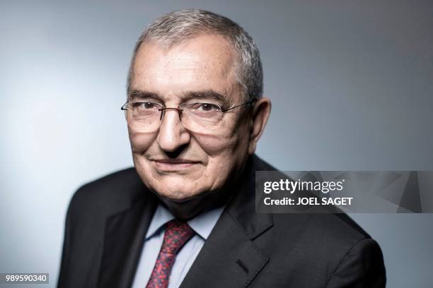 Member of the French Constitutional Council Jean-Jacques Hyest poses during a photo session in Paris, on June 21, 2018.