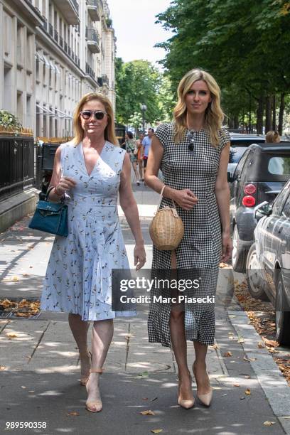 Kathy Hilton and daughter Nicky Rotschild Hilton are seen on Avenue Montaigne on July 2, 2018 in Paris, France.