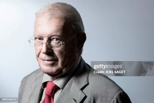 Member of the French Constitutional Council Michel Charasse poses during a photo session in Paris on June 21, 2018.