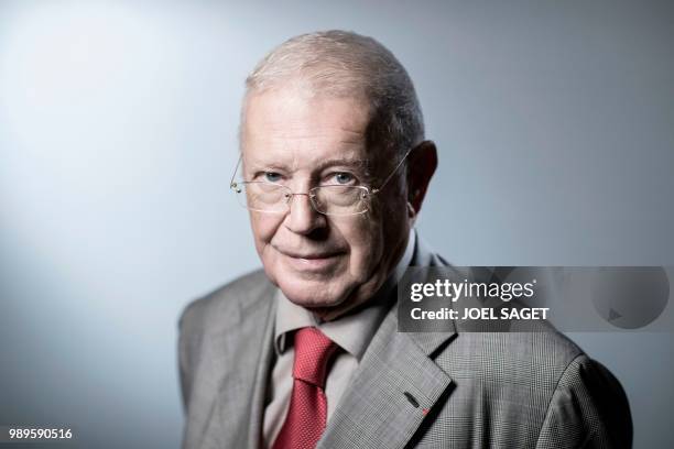 Member of the French Constitutional Council Michel Charasse poses during a photo session in Paris on June 21, 2018.