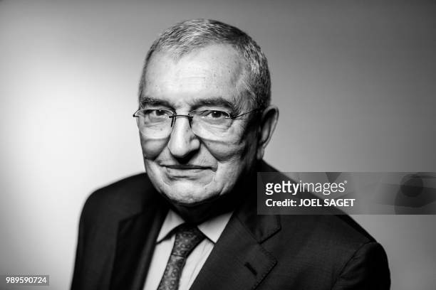 Member of the French Constitutional Council Jean-Jacques Hyest poses during a photo session in Paris, on June 21, 2018.