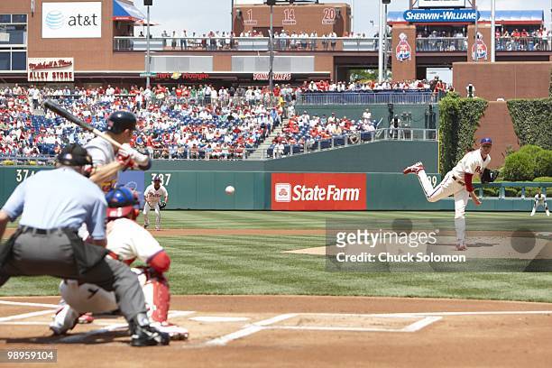 Philadelphia Phillies Roy Halladay in action, pitching vs St. Louis Cardinals Albert Pujols . Philadelphia, PA 5/6/2010 CREDIT: Chuck Solomon