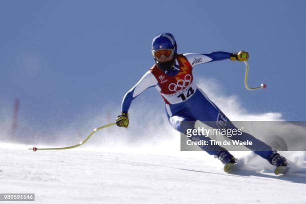 Winter Olympic Games : Salt Lake City, 02/12/02, Huntsville, Utah, United States --- Isolde Kostner Of Italy Races Her Way To A Silver Medal In The...