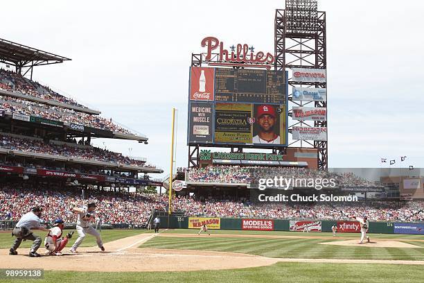 Philadelphia Phillies Roy Halladay in action, pitching vs St. Louis Cardinals Albert Pujols . Philadelphia, PA 5/6/2010 CREDIT: Chuck Solomon