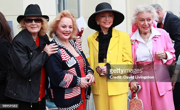 Actress Angie Dickinson, singer/songwriter Carol Connors and actresses Anne Jeffreys and Ann Rutherford attend the Johnny Grant post office...