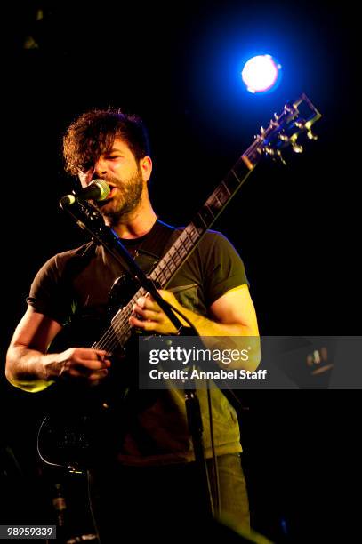 Yannis Philippakis of Foals performs on stage at Electric Ballroom on May 10, 2010 in London, England.