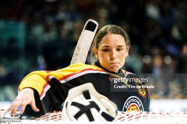 Winter Olympic Games : Salt Lake City, 2/12/02, West Valley City City, Utah, United States --- Germany Goalie Esther Thyssen Had A Long Day In Goal...