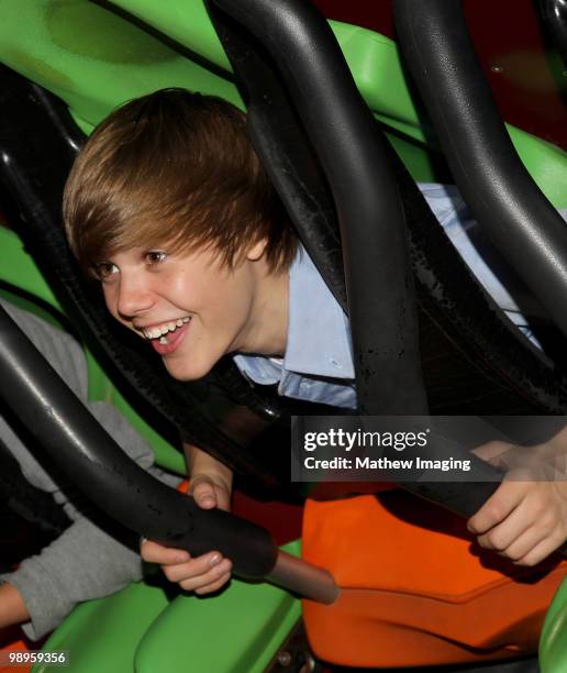 Justin Bieber visits Six Flags Magic Mountain on May 8, 2010 in Valencia, California.