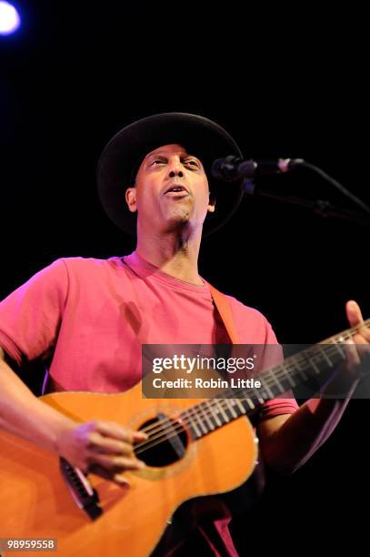 Eric Bibb performs on stage at Bloomsbury Theatre on May 10, 2010 in London, England.