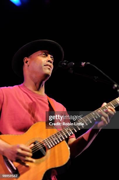 Eric Bibb performs on stage at Bloomsbury Theatre on May 10, 2010 in London, England.