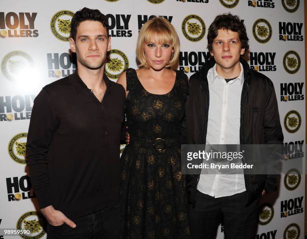 Actors Justin Bartha, Ari Graynor and Jessie Eisenberg attend the "Holy Rollers" premiere at Landmark's Sunshine Cinema on May 10, 2010 in New York...