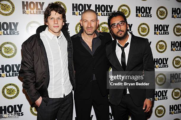 Actors Jesse Eisenberg, Mark Ivanir and Danny Abeckaser attend the "Holy Rollers" premiere at Landmark's Sunshine Cinema on May 10, 2010 in New York...