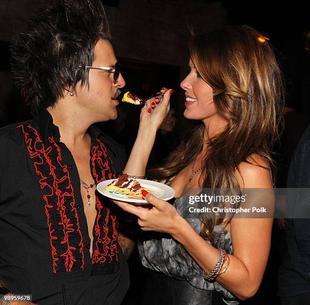 Ryan Cabrera is fed cake by Audrina Patridge during Audrina's 25th birthday party at Las Palmas Latin Supper Club on May 9, 2010 in Hollywood,...