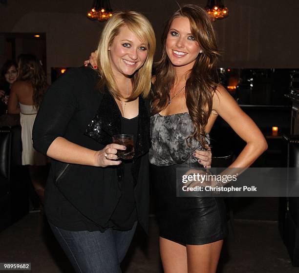 Makeup artist, Kelsea Deenihan poses with Audrina Patridge during Audrina's 25th birthday party at Las Palmas Latin Supper Club on May 9, 2010 in...