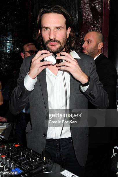 Host/writer Frederic Beigbeder performs at the Frederic Beigbeder DJ Set Party at the Regine's Club on March 19, 2010 in Paris, France.