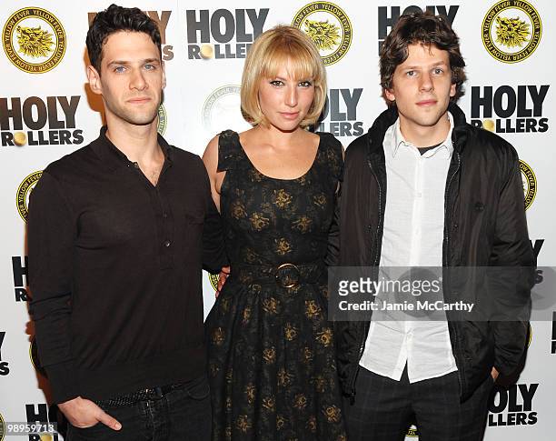 Actors Justin Bartha, Ari Graynor and Jessie Eisenberg attend the "Holy Rollers" premiere at Landmark's Sunshine Cinema on May 10, 2010 in New York...