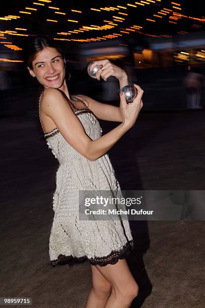 Elisa Sednaoui play bowling at place des Lices on May 10, 2010 in Saint-Tropez, France.