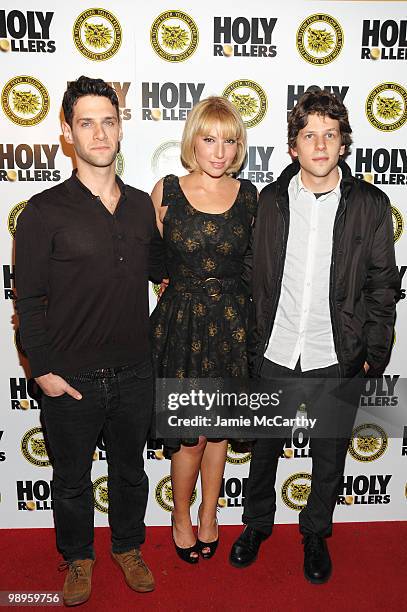 Actors Justin Bartha, Ari Graynor and Jessie Eisenberg attend the "Holy Rollers" premiere at Landmark's Sunshine Cinema on May 10, 2010 in New York...