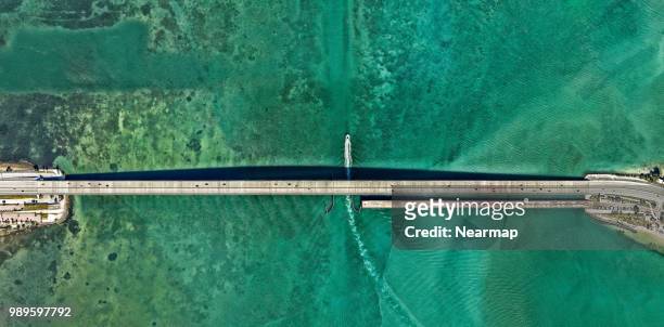 aerial view of william m powell bridge. florida, usa - florida bridge photos et images de collection