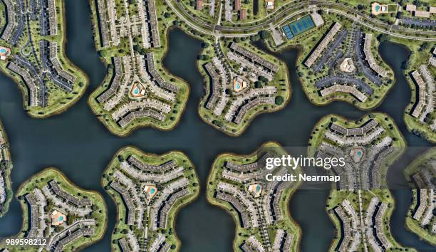 aerial view of residental district. florida, usa - amarre fotografías e imágenes de stock