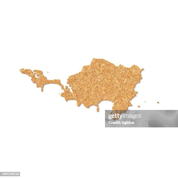 sint maarten map in cork board texture on white background - cork texture vector stock illustrations