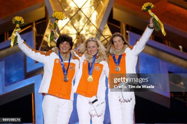 Winter Olympic Games : Salt Lake City, 2/14/02, Salt Lake City, Utah, United States --- Gold Medalist Sylke Otto, Silver Medalist Barbara...