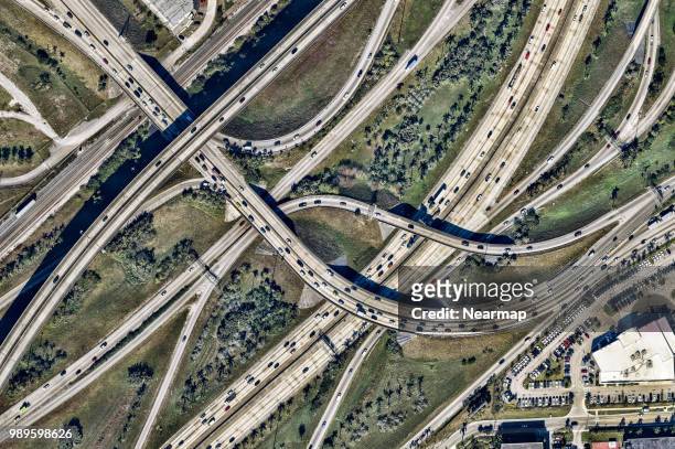 Aerial view of road junction. Florida, USA