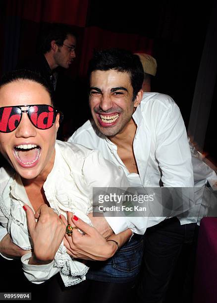 Journalists Francesca Antoniotti from Canal Plus Sport and Miko from Virgin 17 attend the Miko and Pacman "Lucky Star DJ Set Party" at the Hotel...