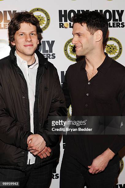 Actors Jessie Eisenberg and Justin Bartha attend the "Holy Rollers" premiere at Landmark's Sunshine Cinema on May 10, 2010 in New York City.