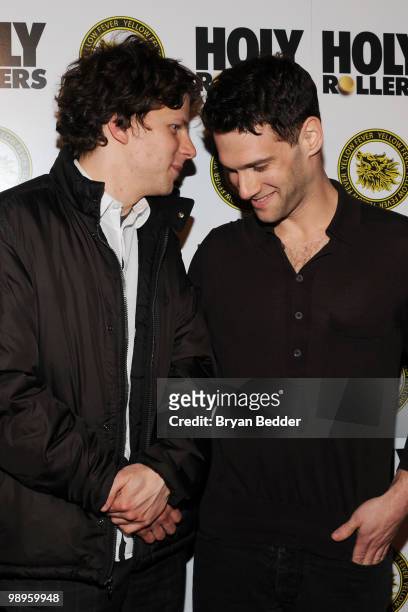 Actors Jessie Eisenberg and Justin Bartha attend the "Holy Rollers" premiere at Landmark's Sunshine Cinema on May 10, 2010 in New York City.