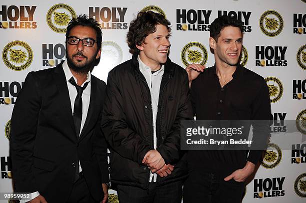 Actors Danny Abeckaser, Jessie Eisenberg and Justin Bartha attend the "Holy Rollers" premiere at Landmark's Sunshine Cinema on May 10, 2010 in New...