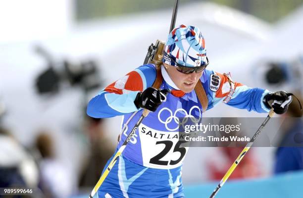 Winter Olympic Games : Salt Lake City, 2/13/02, Midway, Utah, United States --- Florence Baverel-Robert In The Women'S 7.5Km Sprint Biathlon During...