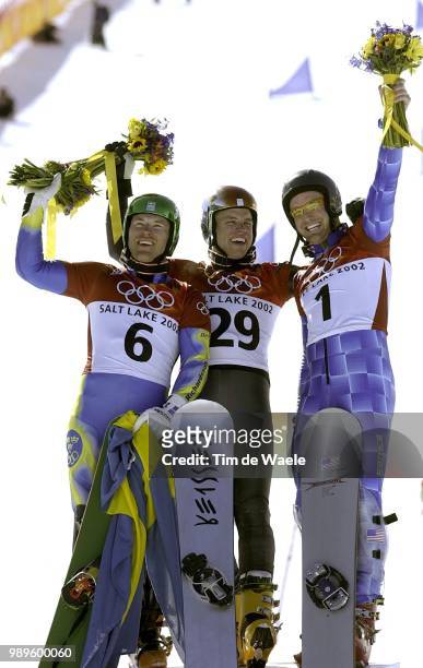 Winter Olympic Games : Salt Lake City, Snowboard, 2/15/02, Park City, Utah, United States --- Gold Medal Winner Phillip Schoch Of Switzerland Is...