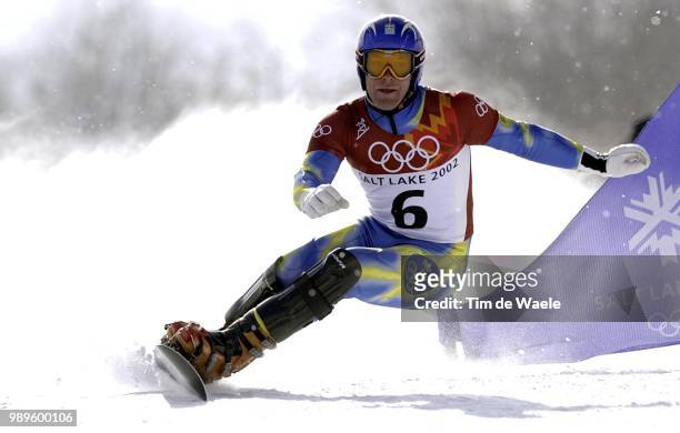 Winter Olympic Games : Salt Lake City, Snowboard, 2/15/02, Park City, Utah, United States --- Silver Medal Winner Richard Richardsson During Action...