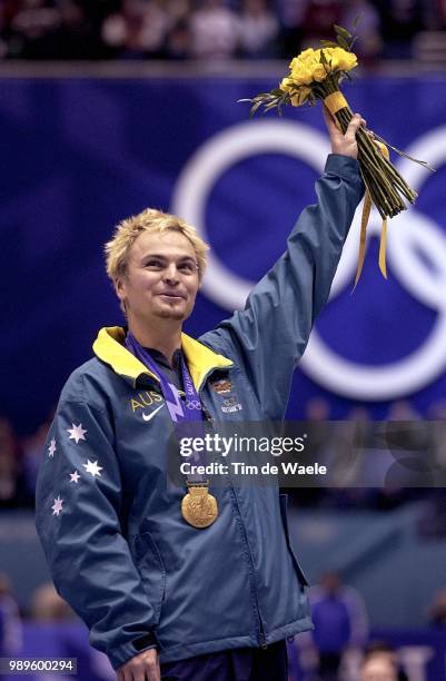 Winter Olympic Games : Salt Lake City, 2/16/02, Salt Lake City, Utah, United States --- Short Track Speed Skater Steven Bradbury Of Australia...