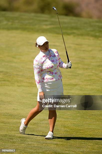Jee Young Lee of South Korea plays an approach shot during the first round of the Tres Marias Championship at the Tres Marias Country Club on April...