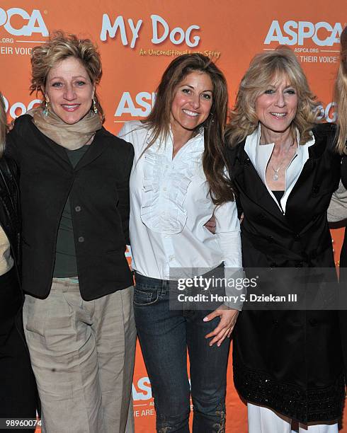 Actress Edie Falco, Dylan Lauren and actress Judith Light attends the premiere of ASPCA's "My Dog: An Unconditional Love Story" at the Directors...