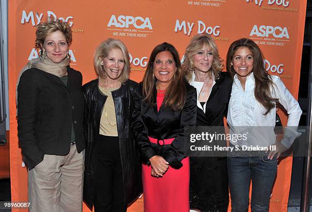 Actress Edie Falco, Broadway producer Daryl Roth, Amy Attas, actress Judith Light and Dylan Lauren attend the premiere of ASPCA's "My Dog: An...