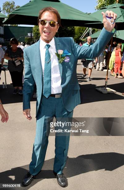 Sir Cliff Richard attends day one of the Wimbledon Tennis Championships at the All England Lawn Tennis and Croquet Club on July 2, 2018 in London,...