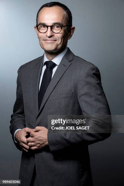 Member of the French Constitutional Council Jean Maia poses during a photo session in Paris on June 21, 2018.