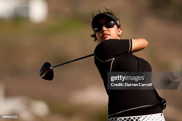 Jane Park follows through on a tee shot shot during the first round of the Tres Marias Championship at the Tres Marias Country Club on April 29, 2010...