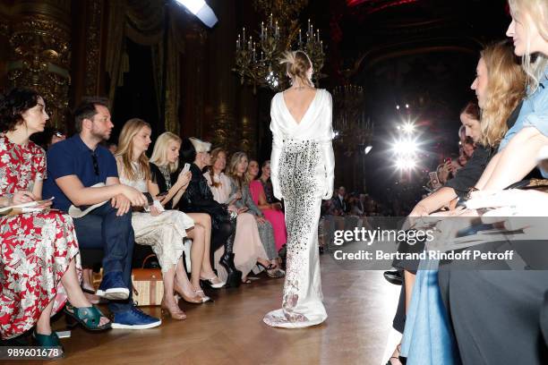 Derek Blasberg, Lauren Santo Domingo, Sabine Getty, Daphne Guinness, Lucie de la Falaise, Melissa George and Mandy Moore attend Schiaparelli Haute...