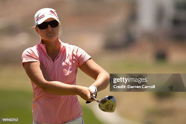 Anna Nordqvist of Sweden follows through on a tee shot during the second round of the Tres Marias Championship at the Tres Marias Country Club on...