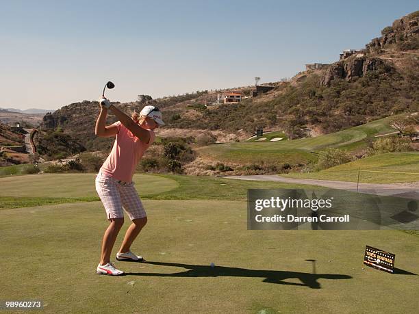 Anna Nordqvist of Sweden hits her tee shot on the 17th hole during the second round of the Tres Marias Championship at the Tres Marias Country Club...