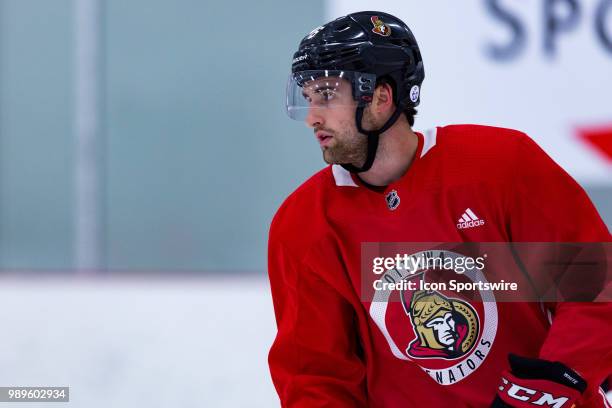 Ottawa Senators Prospect Center Colin White skates during the Ottawa Senators Development Camp on June 29 at Richcraft Sensplex in Ottawa, ON, Canada.